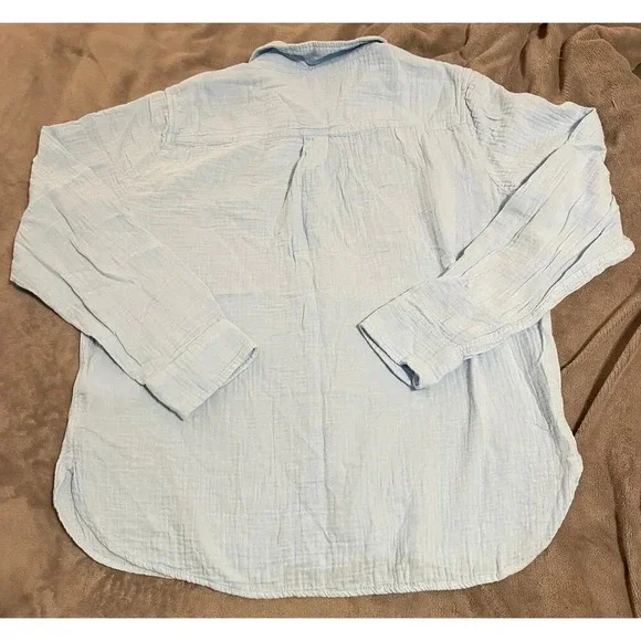 NWOT J.Crew Women Gauze Button-Up Shirt Light Blue Vacation Lightweight - Picture 7 of 8